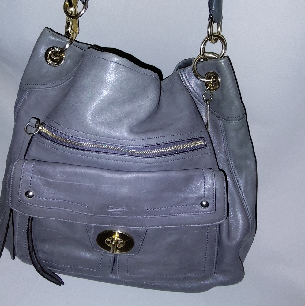 Coach Gray Leather Shoulder Bag